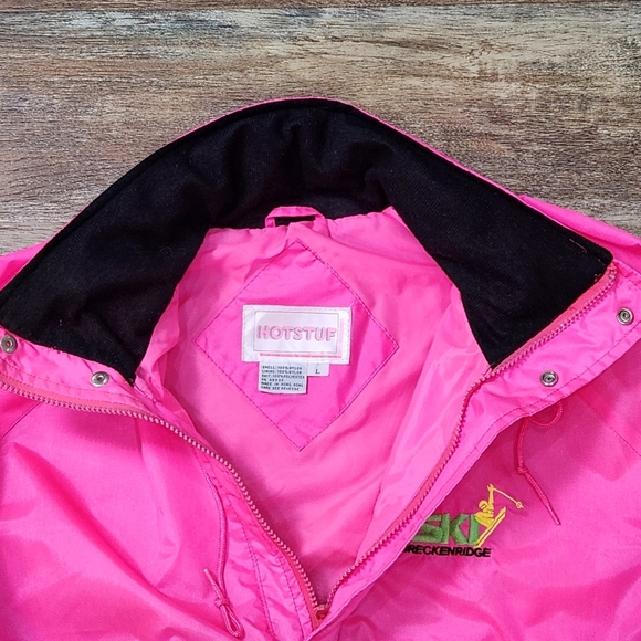 VINTAGE RARE NEON PINK HOTSTUF 80' 90'S SKI BRECKENRIDGE UNISEX PULLOVER JACKET - Picture 4 of 9